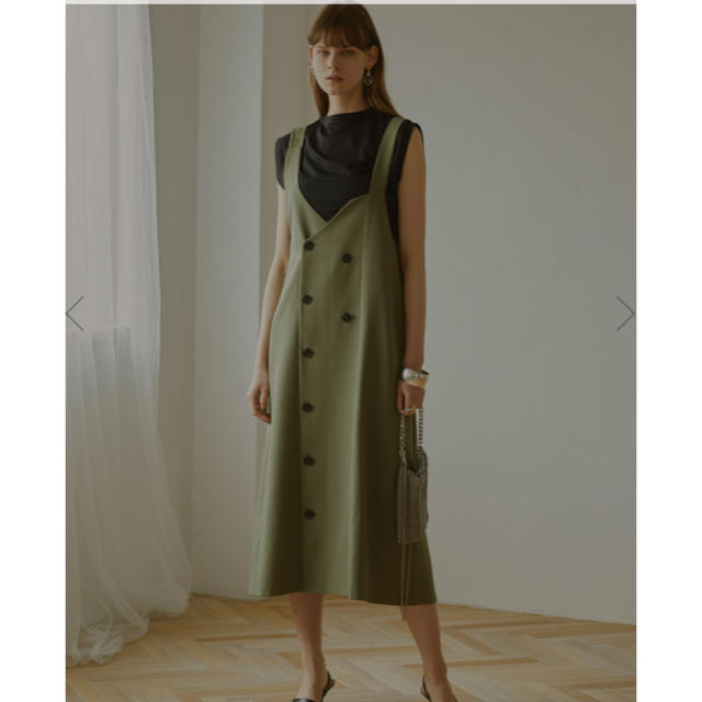 Ameri VINTAGE(アメリヴィンテージ)の2WAY BUTTON DRESS M カーキ　新品 レディースのワンピース(ロングワンピース/マキシワンピース)の商品写真