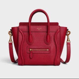 セリーヌ(celine)の新品未使用　保存袋ショッパー付き　セリーヌ　ナノラゲージ　限定色RED(ハンドバッグ)