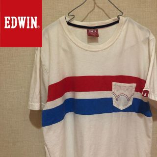 エドウィン(EDWIN)の【古着好き必見！】EDWIN エドウィン ボーダープリント 胸ポケ付き Tシャツ(Tシャツ/カットソー(半袖/袖なし))