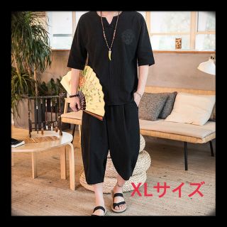 【上下セット】半袖 シャツ 7分丈 パンツ メンズ ルームウェア XL(ジャージ)