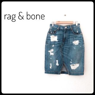 ラグアンドボーン(Rag & Bone)のrag&bone ダメージデニムスカート 定価 38,000円(ひざ丈スカート)