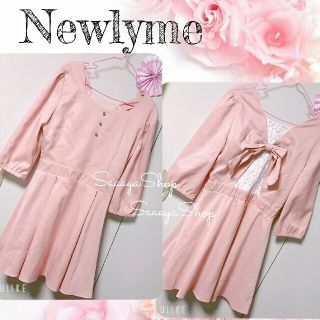 【　Newlyme  】姫系♡バックリボンレースワンピースドレス(ひざ丈ワンピース)