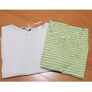 ユニクロ(UNIQLO)のレース柄シャツ＆ボーダータンクトップ(Tシャツ(半袖/袖なし))