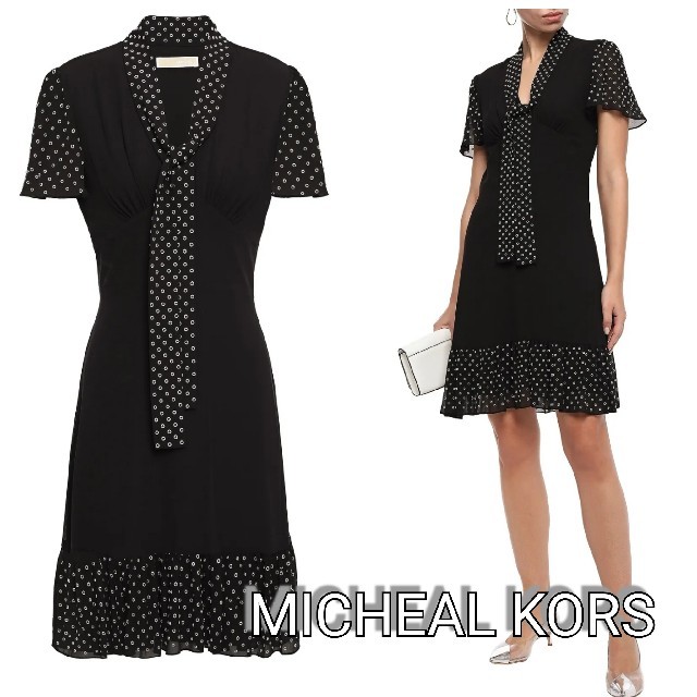 【MICHEAL KORS】リボンタイ アイレット付き  ミニワンピース