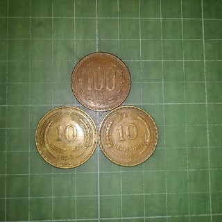 チリ硬貨×３枚(1963・66・87年)(貨幣)