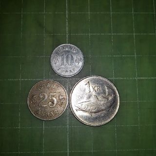 アイスランド硬貨×３枚(1967・71・81年)(貨幣)