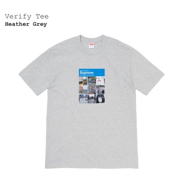 supreme Verify Tee Heather Grey Sサイズ