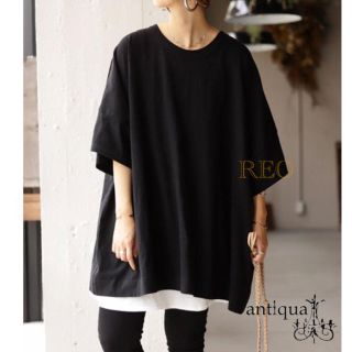 アンティカ(antiqua)のantiqua♛ゆったりサイズ 綿100％ ネオンカラー 五分袖Tシャツ(Tシャツ(半袖/袖なし))