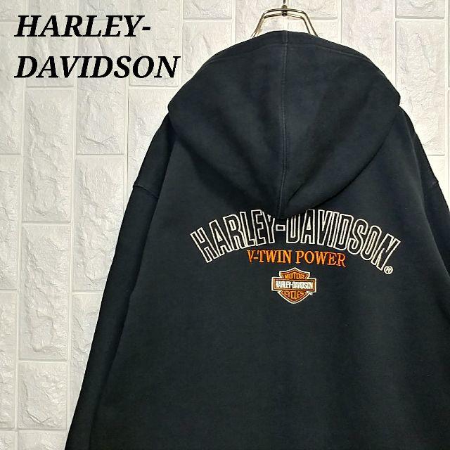 ハーレーダビッドソン ジップパーカー スウェット 刺繍ロゴ オーバーサイズ