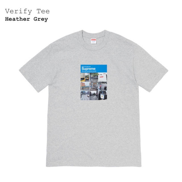 【立ち上げ】Supreme  verify tee L Heather grey