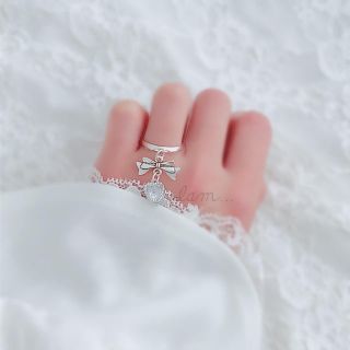 ribbon & zirconia heart ring(リング)