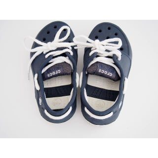 クロックス(crocs)のキッズ／クロックス CROCS／15.5cm／ネームあり／紺(サンダル)