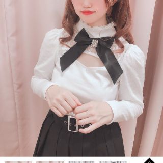 アンクルージュ(Ank Rouge)の【Ank Rouge】フロントあきテレコTOPS【リボンなし】(カットソー(長袖/七分))