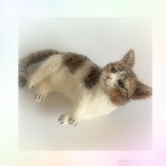 受注商品♪mia♪ キジ白猫　猫　ハンドメイド 羊毛フェルト