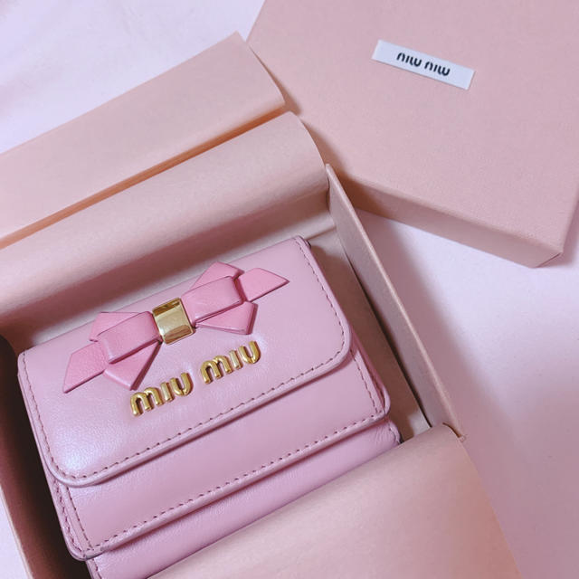 ミュウミュウ MIU MIU リボン付 レザー 財布