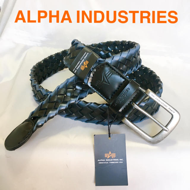 ALPHA INDUSTRIES(アルファインダストリーズ)のALPHA レザー製 メッシュベルト ブラック メンズのファッション小物(ベルト)の商品写真