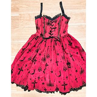 アンジェリックプリティー(Angelic Pretty)の値下げAngelicPrettyホーリーランタン　ジャンスカ　ワイン(ひざ丈ワンピース)