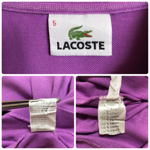 LACOSTE ラコステ ポロシャツ 半袖 パープル 紫 ワニロゴ M相当