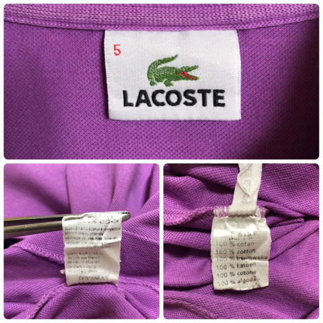 LACOSTE(ラコステ)の【大人気】LACOSTE ラコステ 刺繍ロゴ 半袖ポロシャツ M相当 パープル レディースのトップス(ポロシャツ)の商品写真