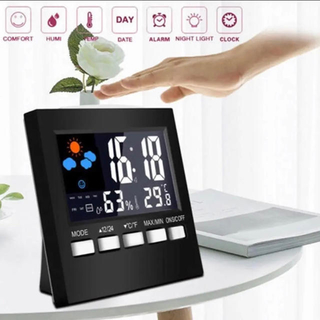 【新品】デジタル時計 コンパクト 目覚まし 置き時計 温湿度計 シンプル(置時計)