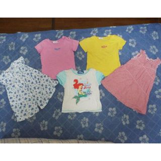 ☆サイズ95☆女の子用半袖Tシャツ、ワンピース5枚セット！アリエル、SURF等(Tシャツ/カットソー)