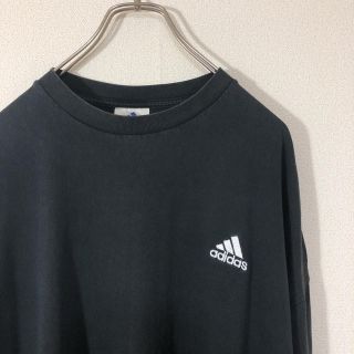 アディダス(adidas)のメキシコ製 adidas 刺繍ロゴ ロンT 長袖 ビッグ クルーネック 古着(Tシャツ/カットソー(七分/長袖))