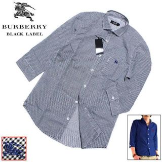 バーバリーブラックレーベル(BURBERRY BLACK LABEL)の新品バーバリーブラックレーベル 麻 ギンガムチェック 7分袖シャツ 2(M)(シャツ)