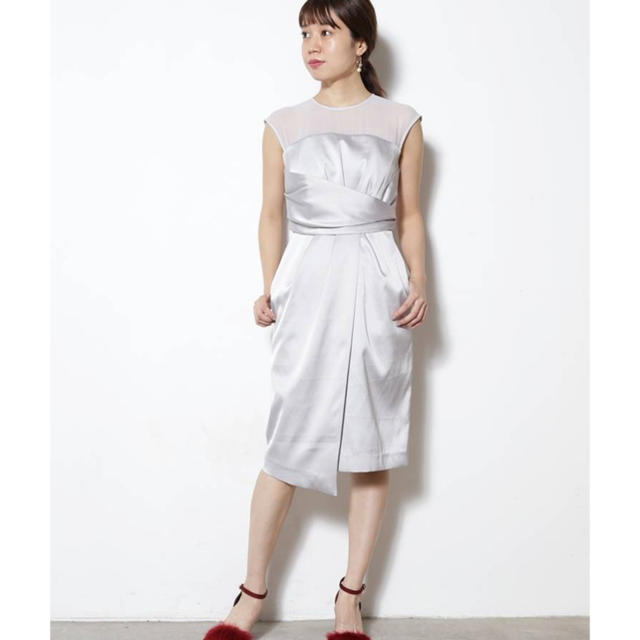LagunaMoon(ラグナムーン)のLAGUNAMOON  ＬＡＤＹシアーラップタイトドレス レディースのフォーマル/ドレス(ミディアムドレス)の商品写真