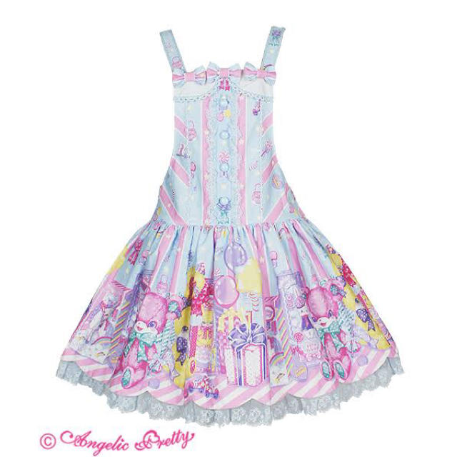 Angelic Pretty(アンジェリックプリティー)のtoy doll box サロペット サックス レディースのパンツ(サロペット/オーバーオール)の商品写真