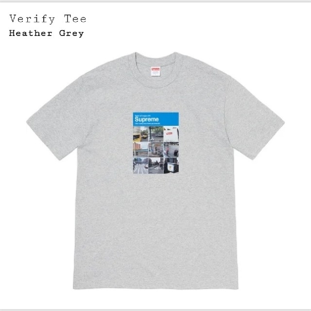 【立ち上げ】Supreme  verify tee L Heather grey