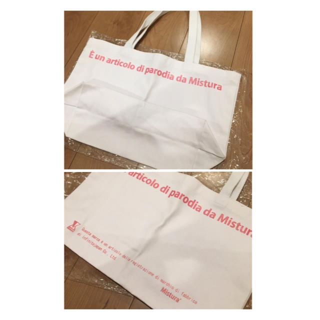 Chloe(クロエ)の新品■Mistura■おもしろ トートバッグ 白×ピンク クロエ ロゴデザイン レディースのバッグ(トートバッグ)の商品写真