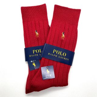 ポロラルフローレン(POLO RALPH LAUREN)のポロ・ラルフローレン カジュアルソックス 靴下 25-27cm レッド(ソックス)