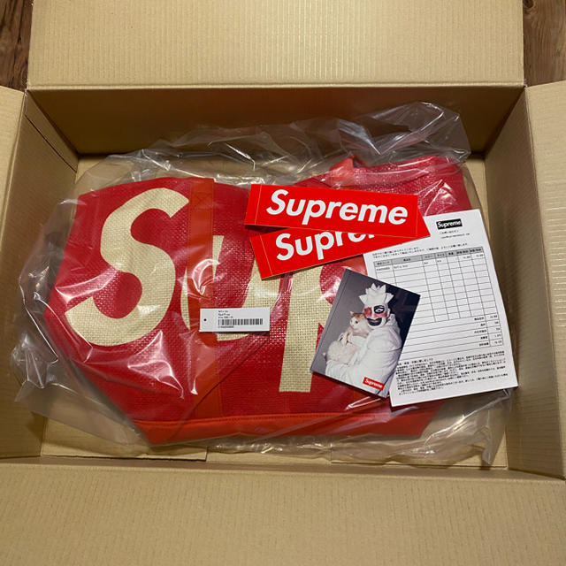 20SS Supreme Raffia Tote Red