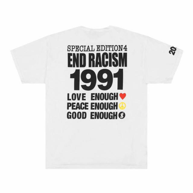 L 白　goodenough fragment END RACISM Tシャツ
