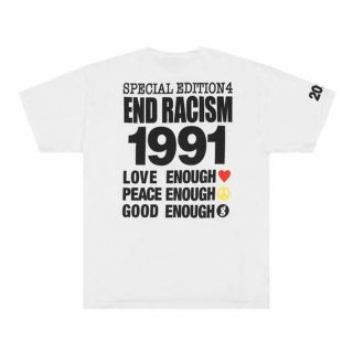 グッドイナフ(GOODENOUGH)のL 白　goodenough fragment END RACISM Tシャツ(Tシャツ/カットソー(半袖/袖なし))