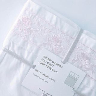 ザラホーム(ZARA HOME)の新品 ZARA HOME ザラホーム  ローズ刺繍 フラット シーツ (シーツ/カバー)