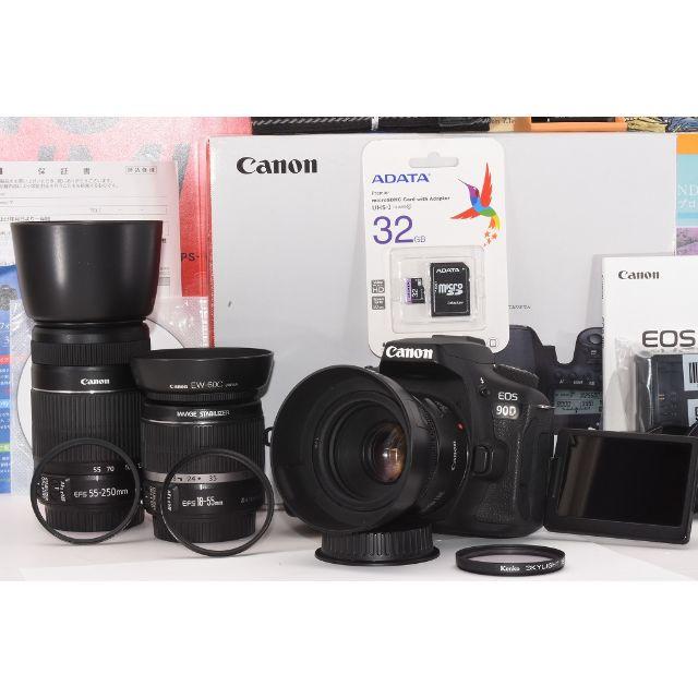 世界的に有名な 90D EOS メ保残+長期保証Canon - Canon レンズ3本 手振