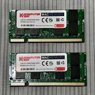 【Komputerbay 】Mac用 PC2-5300 667MHz 2GB×2(PCパーツ)