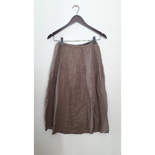 MUJI (無印良品)(ムジルシリョウヒン)の無印良品 コットン スカート 綿 100％ 裏地 ナチュラル 無印 カーキ レディースのスカート(ひざ丈スカート)の商品写真