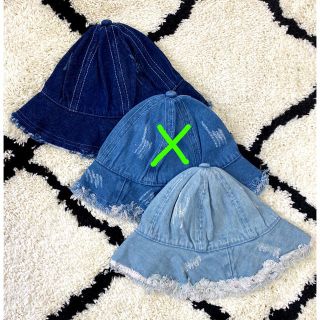 fringe denim bucket hat キッズ ハット(帽子)