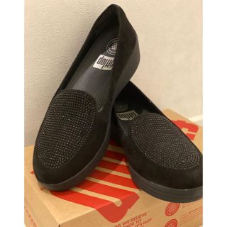 フィットフロップ(fitflop)のfitflop スワロフスキー　本革　ローファー　黒(ローファー/革靴)