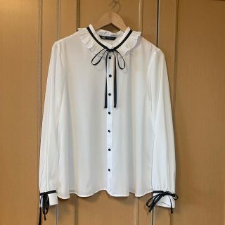 ザラ(ZARA)のZARA シースルーリボンタイブラウス(シャツ/ブラウス(長袖/七分))