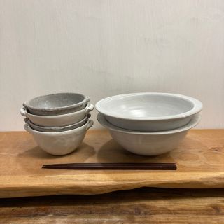 niko様専用　新品　陶器　陶芸作家　白のリムBOWL.L2個(食器)