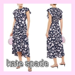 ケイトスペードニューヨーク(kate spade new york)の【kate spade】シャーリング入りラッフル付き フローラルプリント ワンピ(ひざ丈ワンピース)