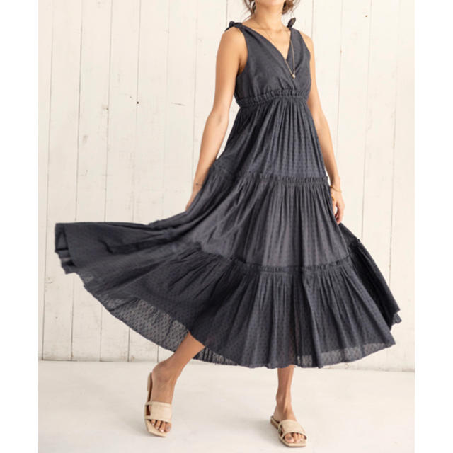 ALEXIA STAM(アリシアスタン)のDot Tiered Dress Charcoal レディースのワンピース(ロングワンピース/マキシワンピース)の商品写真