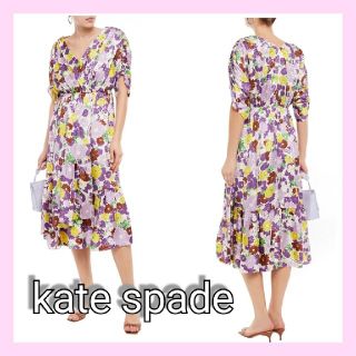 ケイトスペードニューヨーク(kate spade new york)の【kate spade】ラップ風 ギャザー フローラルプリント シルク ワンピ (ロングワンピース/マキシワンピース)