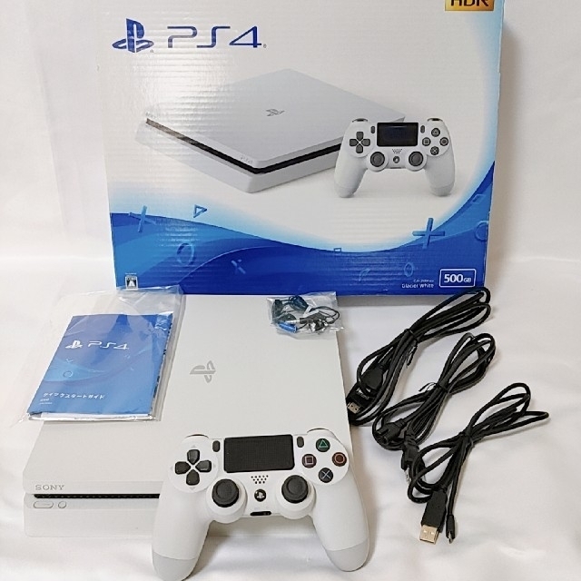 愛用 PlayStation4 - 美品 CUH-2100A500GBモデル 薄型 グレイシャーホワイト PS4 家庭用ゲーム機本体