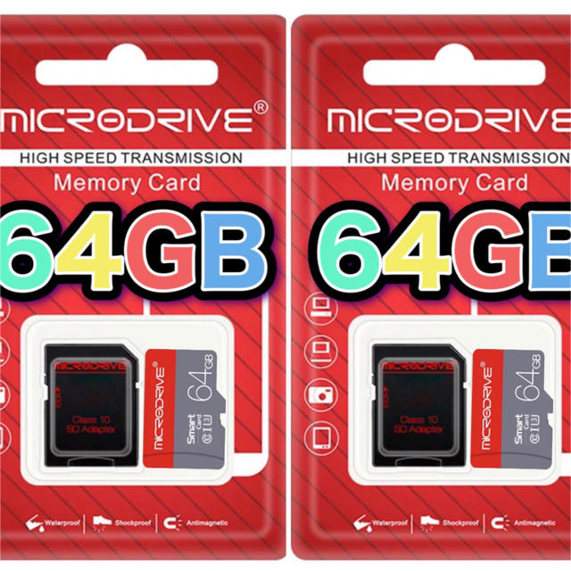 microSD マイクロ SDカード 64GB class10+SD変換付2枚