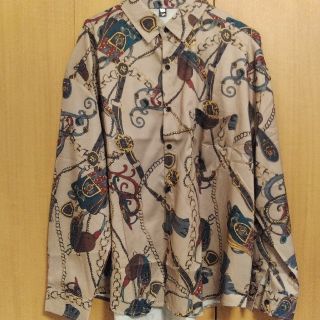 レトロ総柄シャツ Lサイズ 長袖(シャツ)