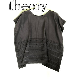 セオリー(theory)のtheory セオリーシルク100%ふんわりブラウスSサイズ 黒(シャツ/ブラウス(半袖/袖なし))